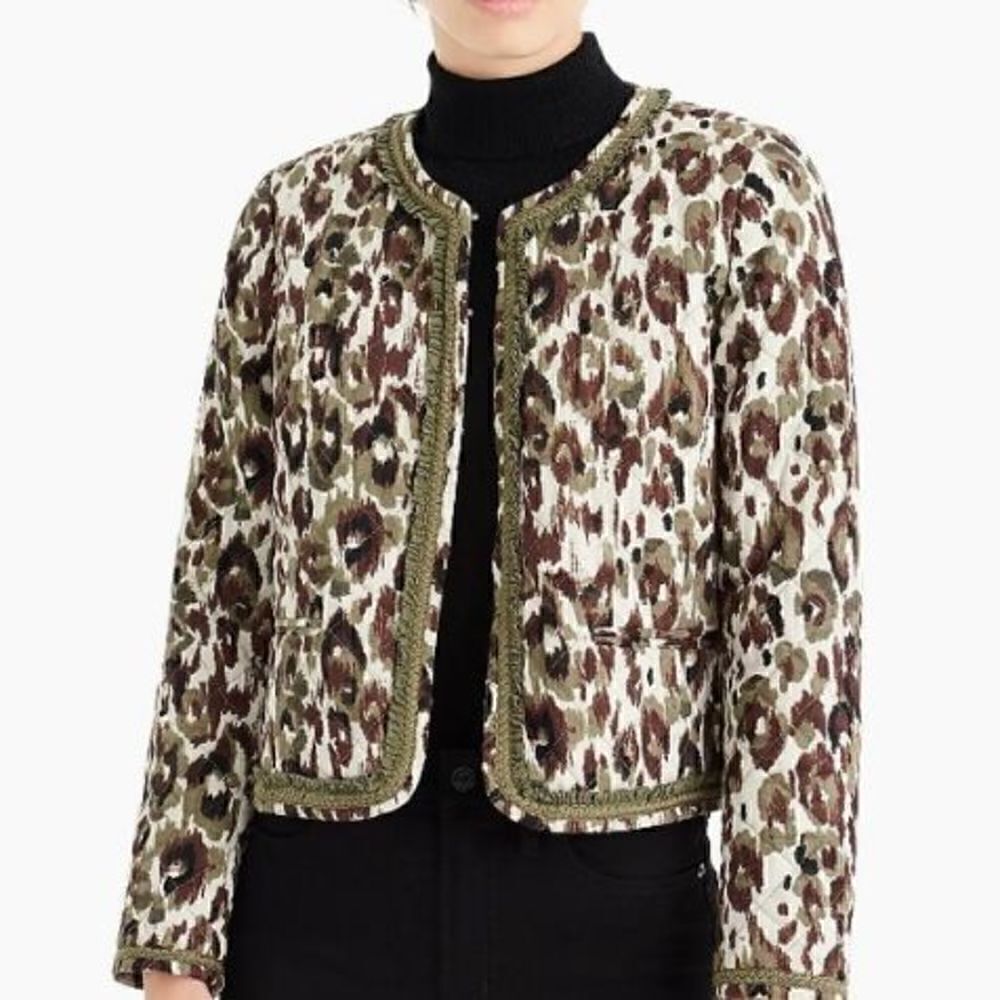 J Crew Quilted Lady Jacket in Cheetah Size XS - Picture 3 of 12